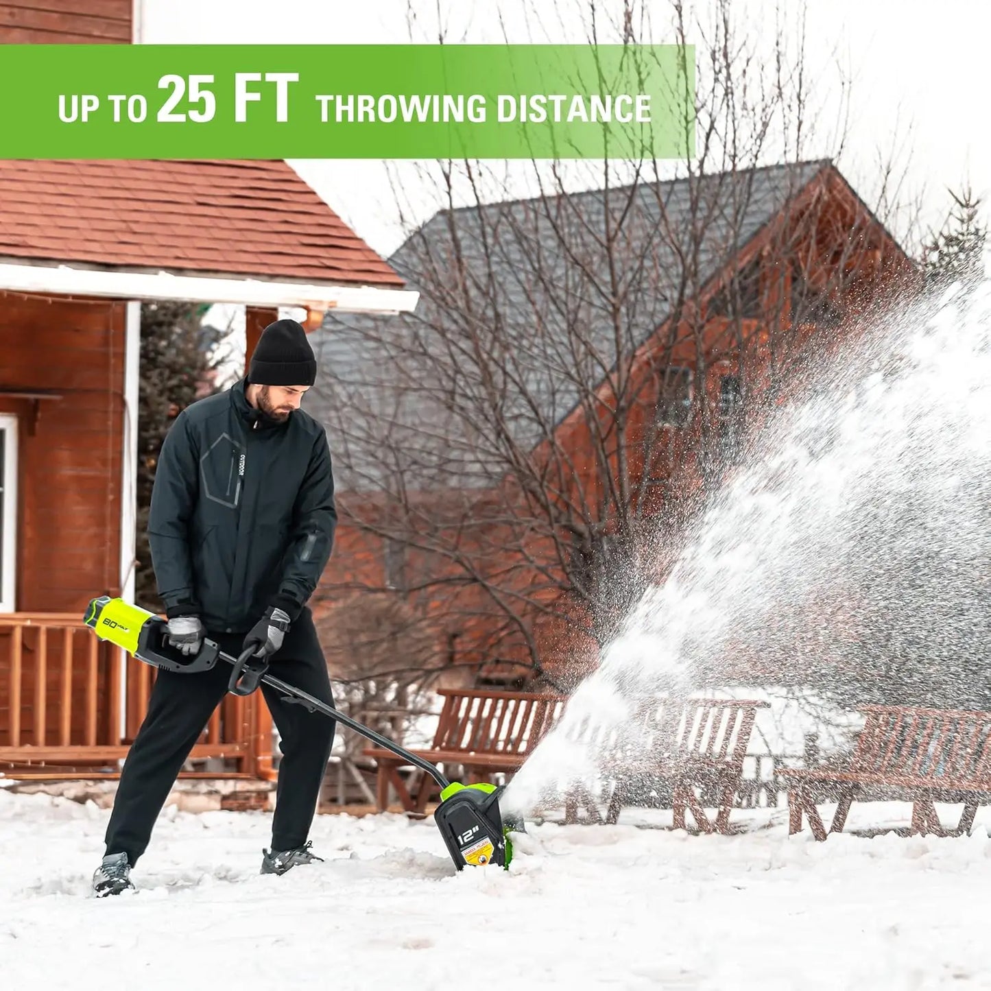 80V 12” Brushless Cordless Snow Shovel, 2.0Ah Battery and Charger Included