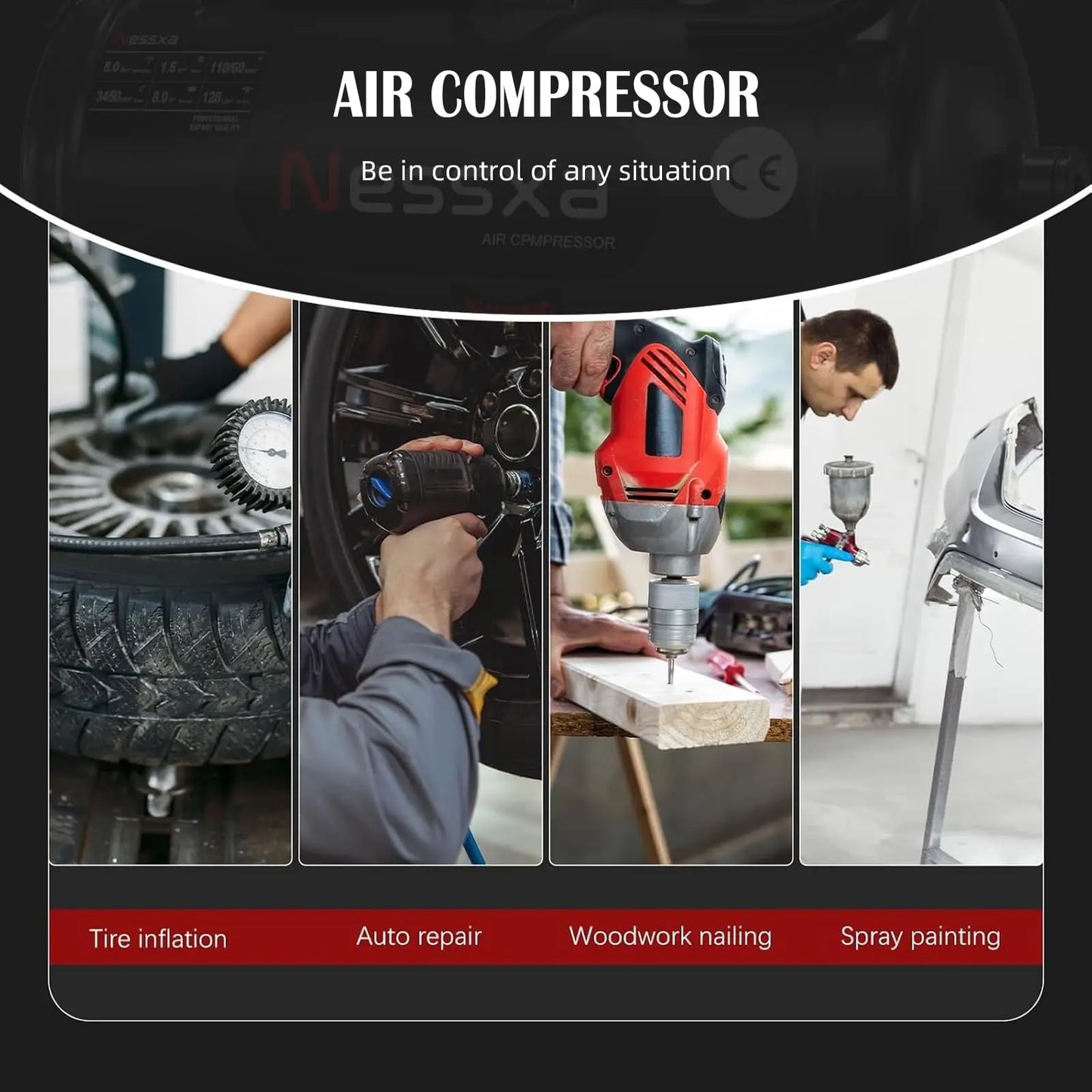 8 Gallon Air Compressor, 1.5HP , 110V/60hz