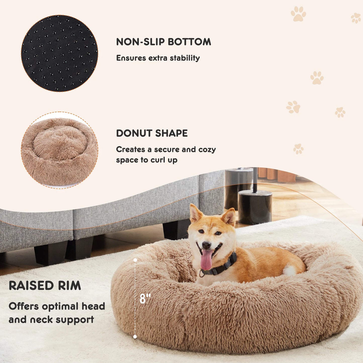 Calming Dog Bed for Medium to Large Dogs Washable