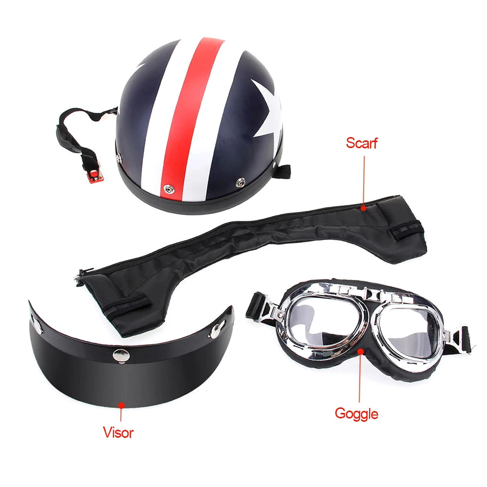Half Open Face Helmet with Goggles