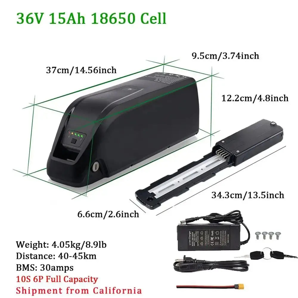 36V 48V 52V Ebike Battery with Charger