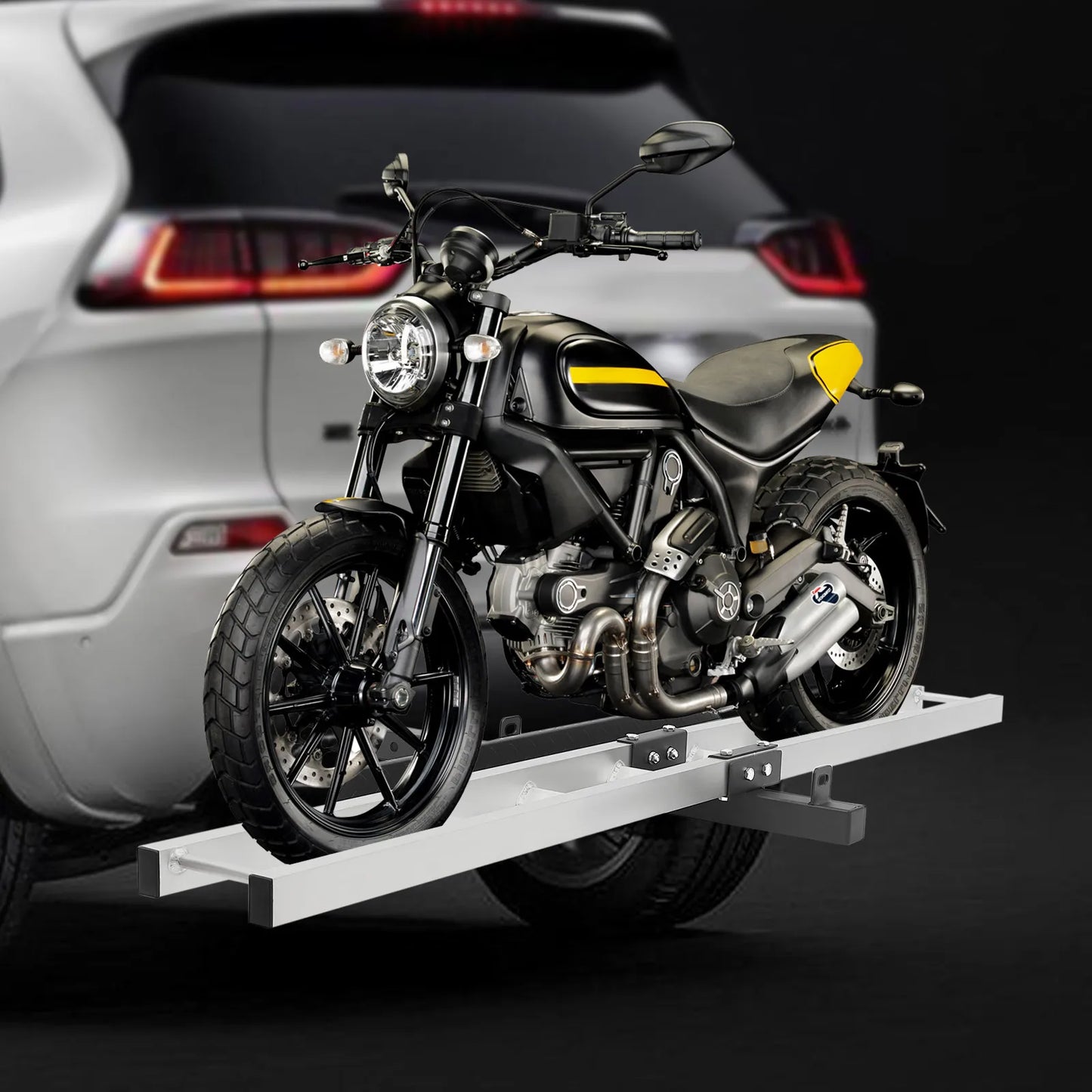 Aluminum Motorcycle Carrier with Loading Ramp, 500lbs