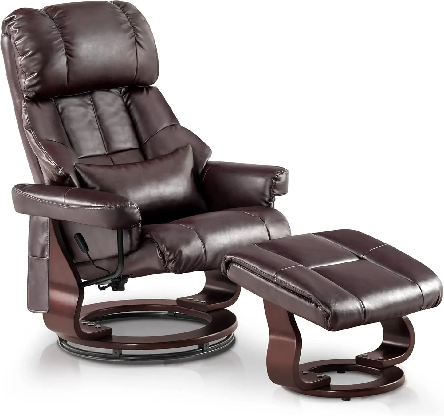 Swivel Recliner Chair with Ottoman and Vibration Massage