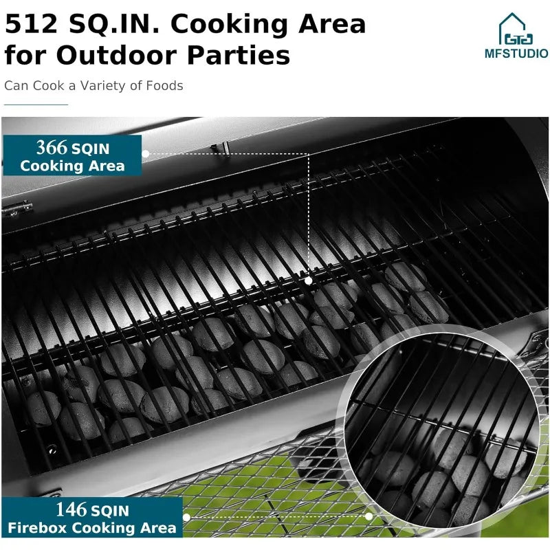 Charcoal Wood Offset Outdoor Smoker Grill