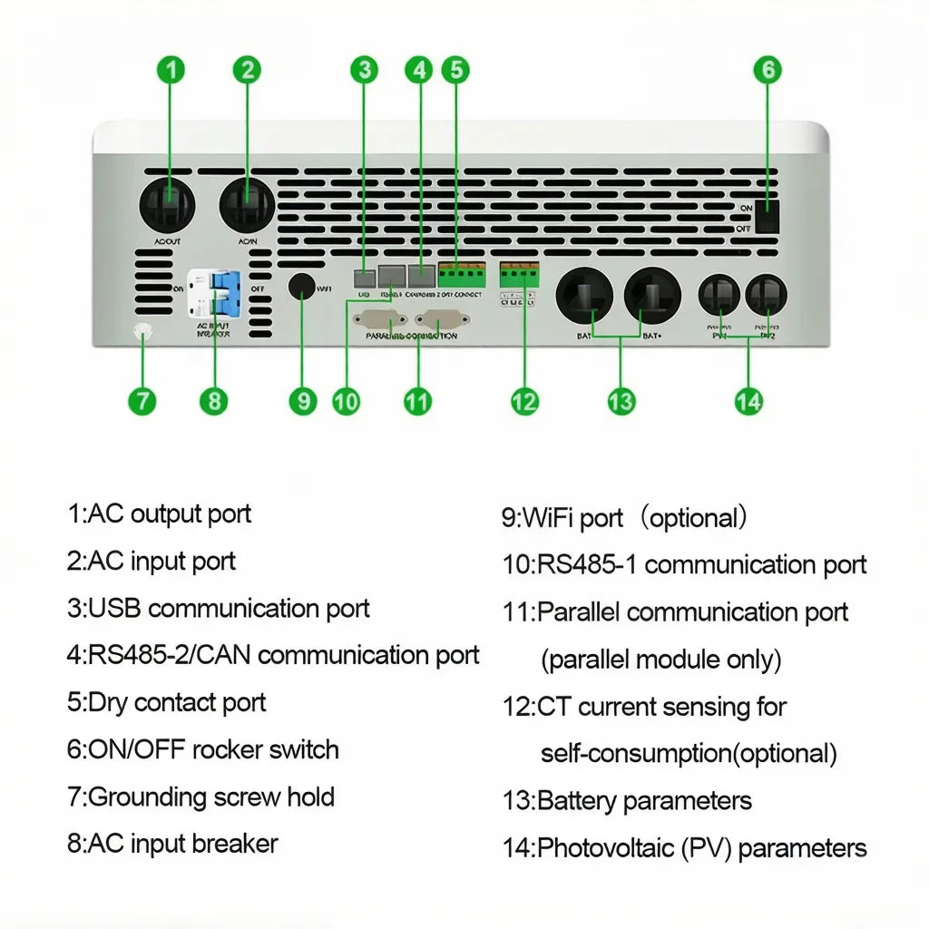 12KW Split Phase Solar Inverter 48V 110V 120V Hybrid