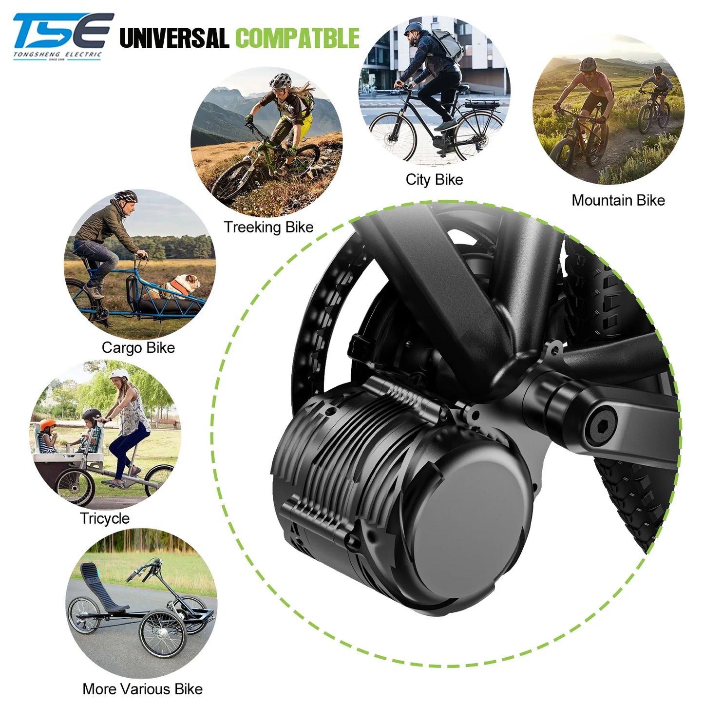 750W 500W 250W Motor Kit Mid Drive Ebike