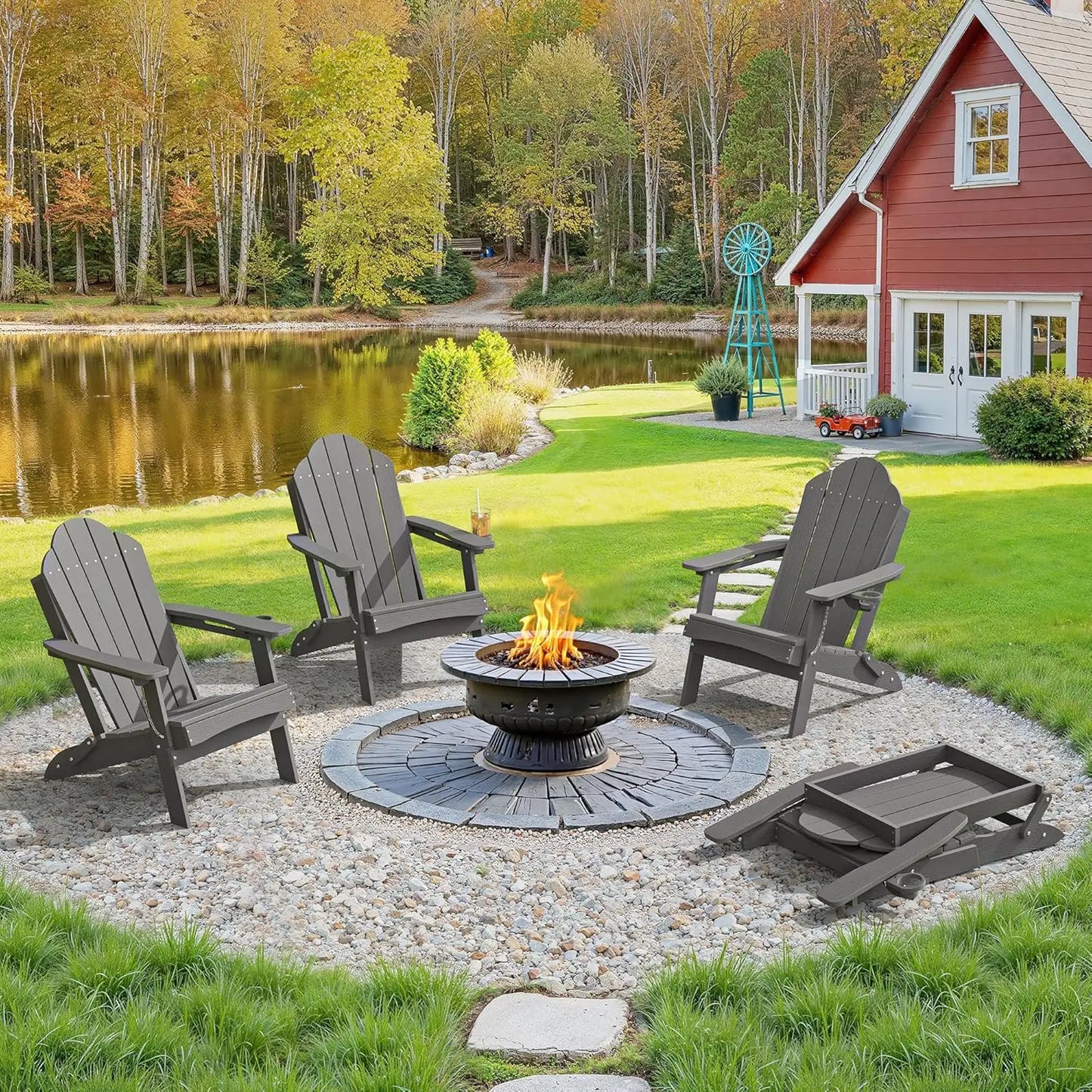 Folding Adirondack Chair Set 4