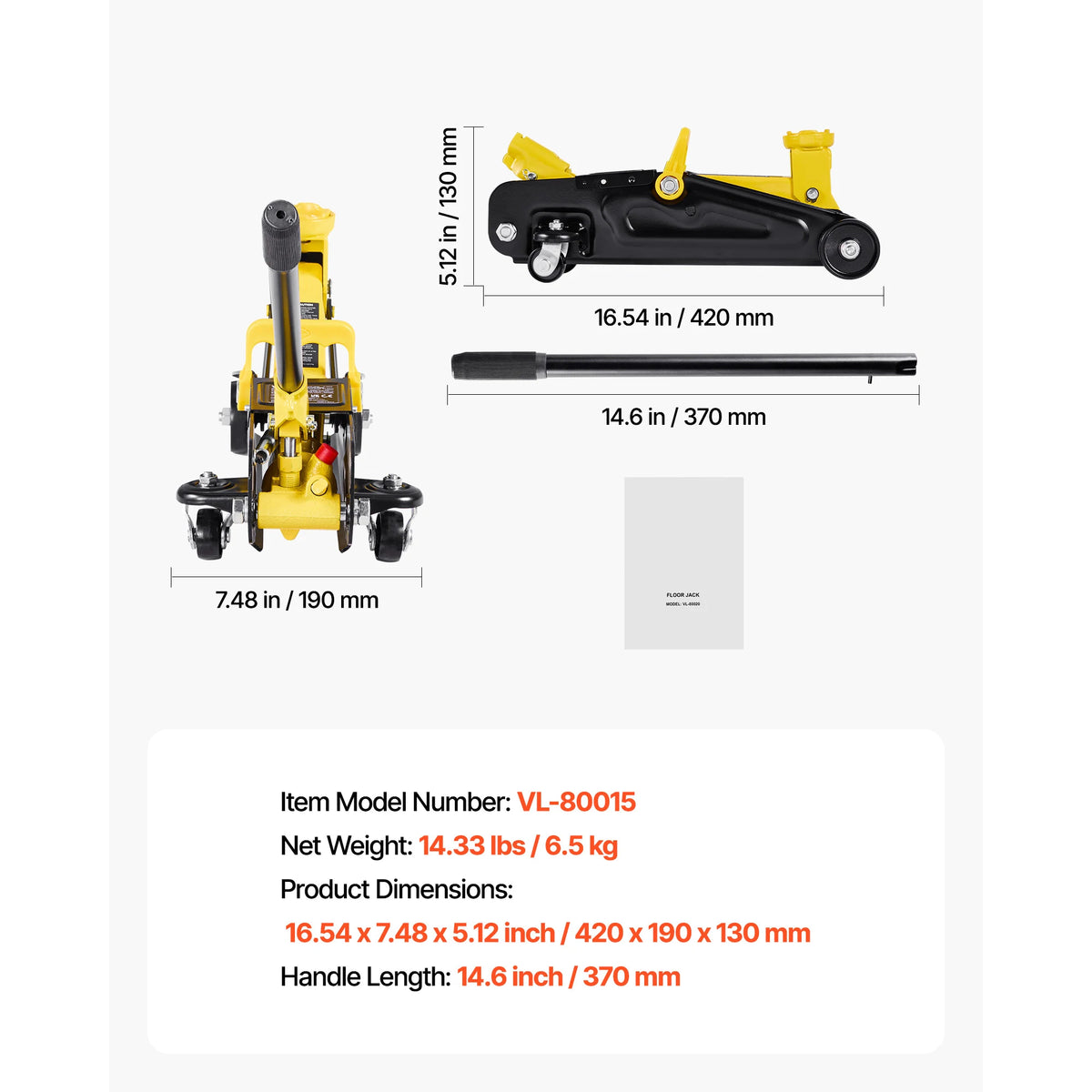 Low Profile Floor Jack with Stands