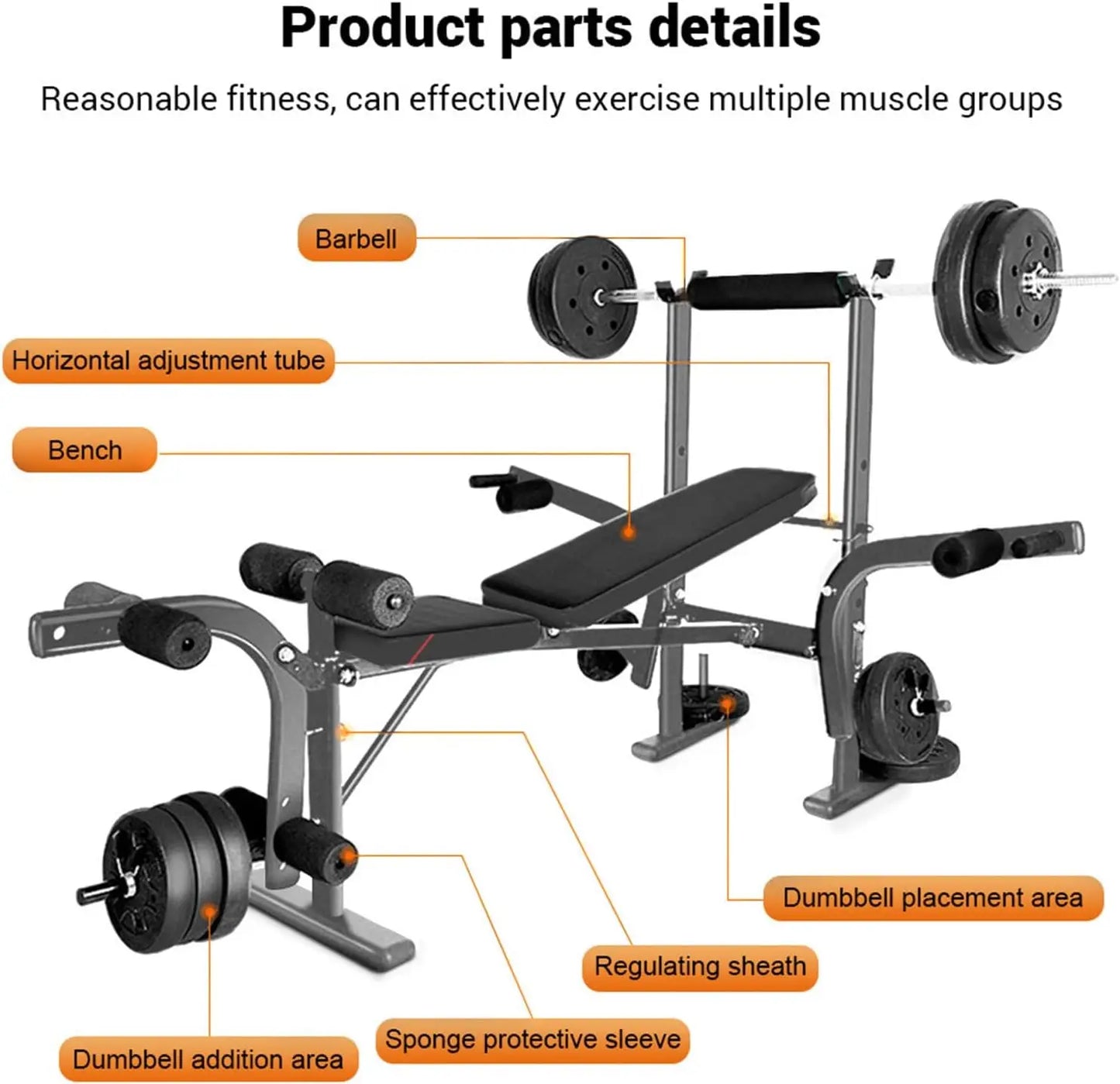 Standard Weight Bench Bench Press Set without weights