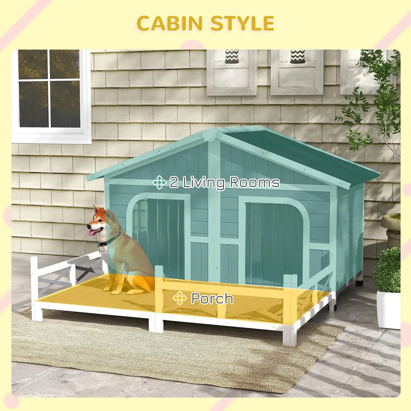 Wooden Dog Kennel Weatherproof with Porch