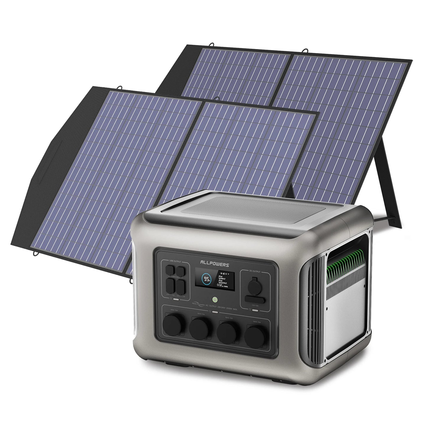 R2500 Solar Generator 2500W (4000W Peak), with Solar panel 4 AC Outlets for Home