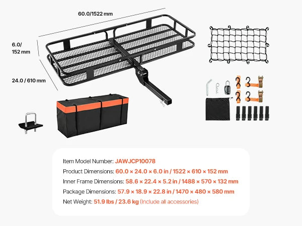 500 lbs Capacity Hitch Cargo Carrier