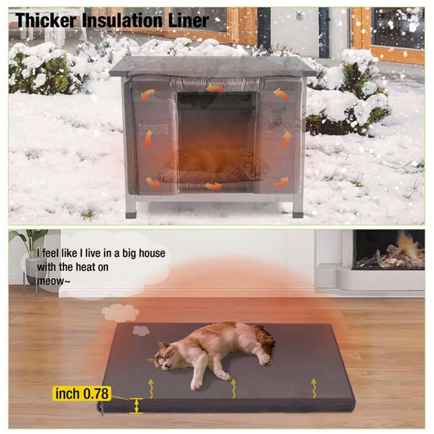 Insulated Cat Shelter Weatherproof for Winter