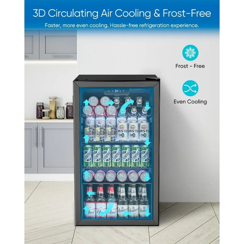 3.2 Cu.Ft Mini Fridge with Glass Door