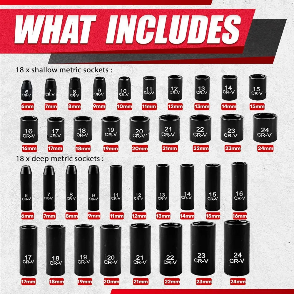 64pcs 3/8" Drive Impact Socket Set