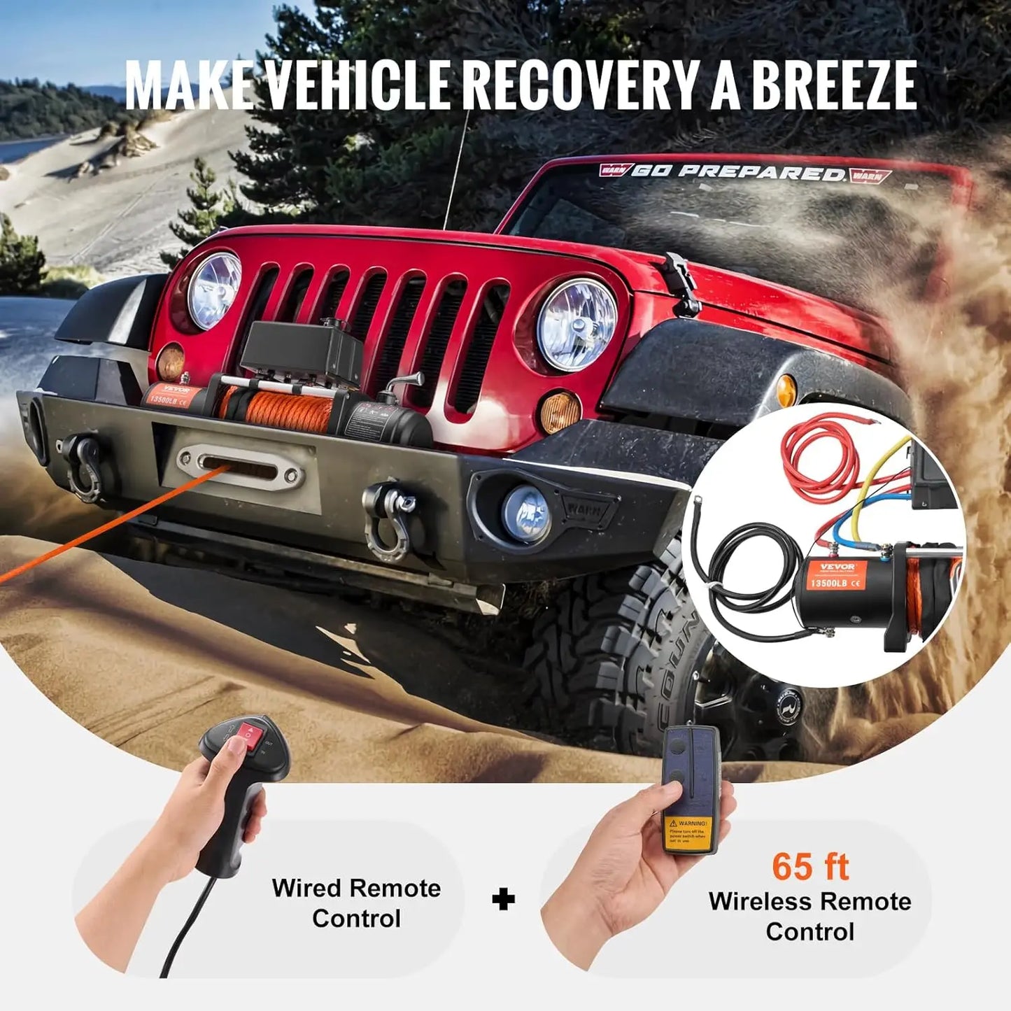 Electric Winch,13,500 lb,12V DC
