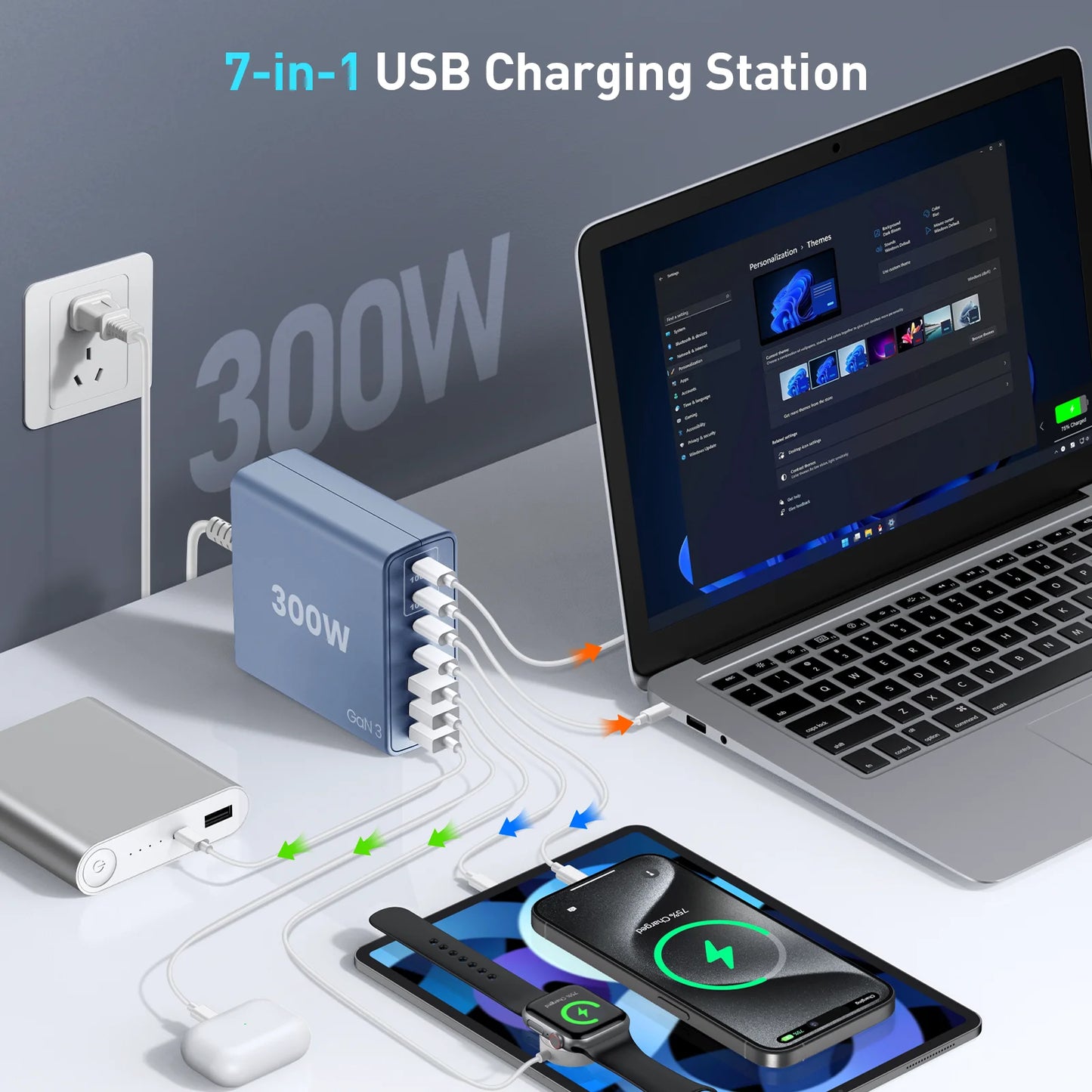 USB C Fast Charger 300 Watt: 7 Port