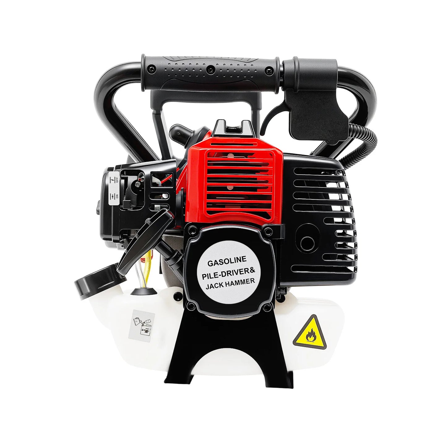 32.7cc 2-Stroke Engine Piling Machine, 2-in-1 Gas Powered T-Post Driver with Breaker Chisel, for Fence Post Driving, Demolition