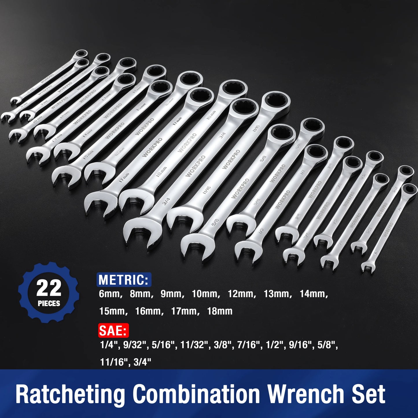 23pc Ratcheting Wrench Set with Box