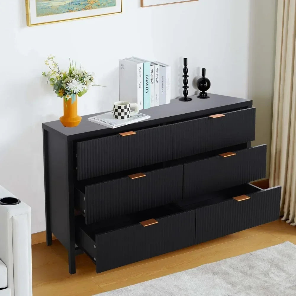 Fluted 6 Drawer Double Dresser