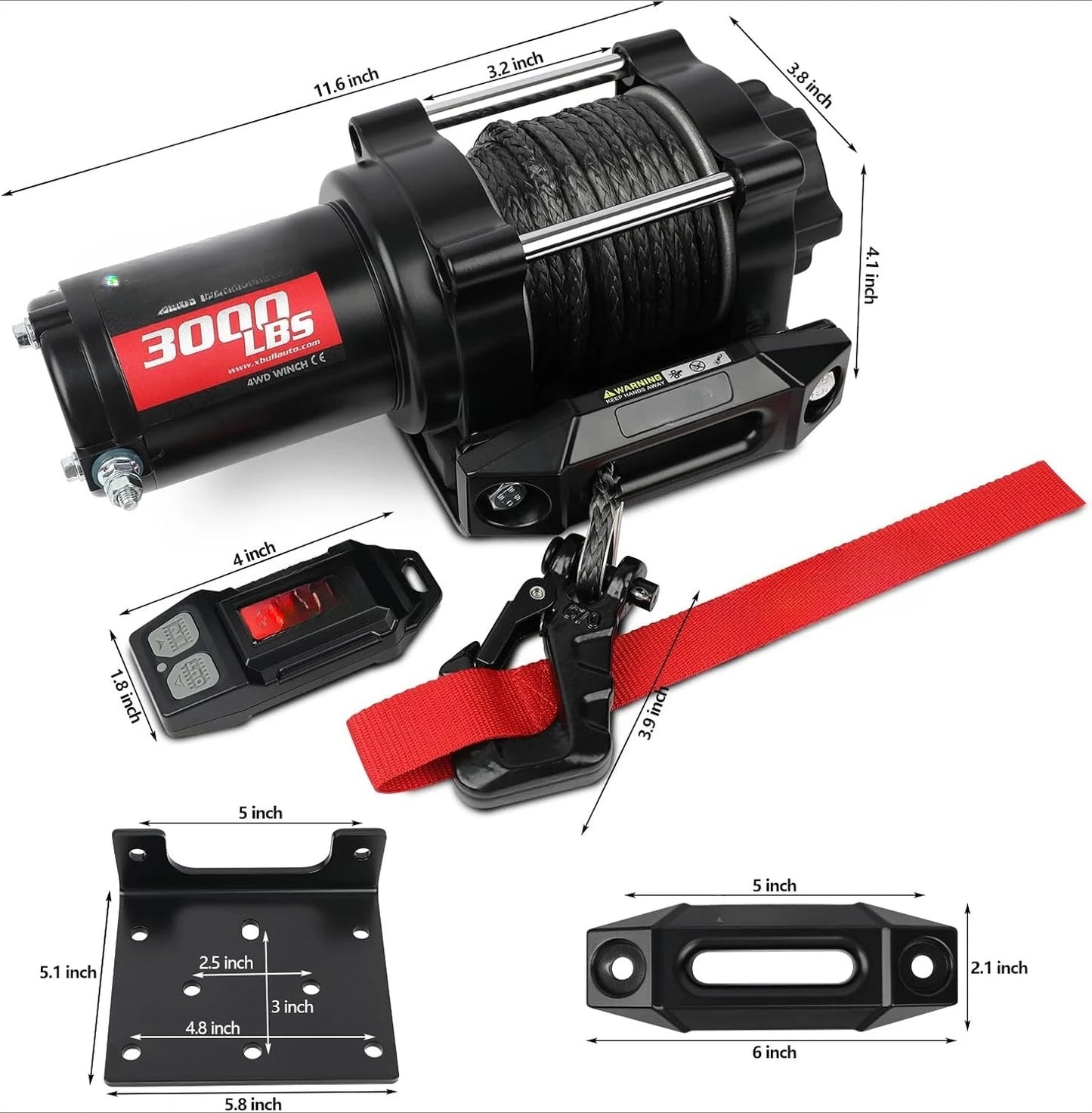12V DC 3000LBS Electric Winch