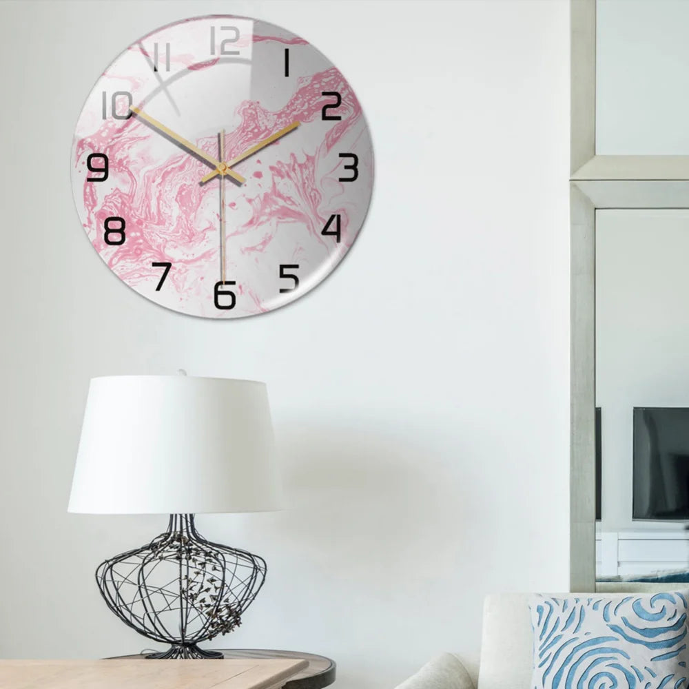 Luxury 3D Acrylic Black Gold Marble Pattern Wall Clock