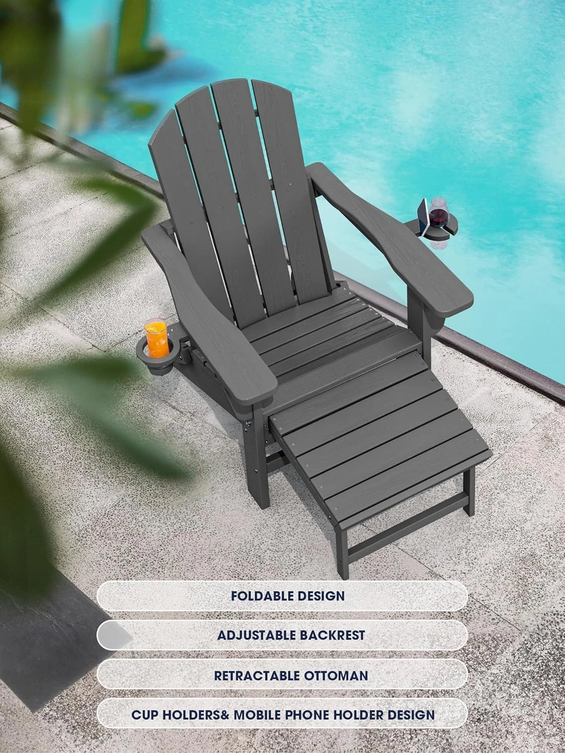 Adjustable Adirondack Chair with Retractable Ottoman