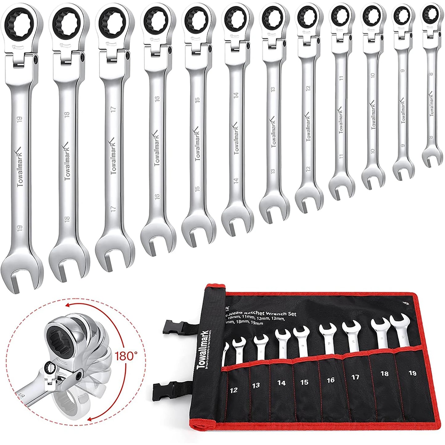 12-Piece Flex-Head Ratcheting Combination Set, Metric