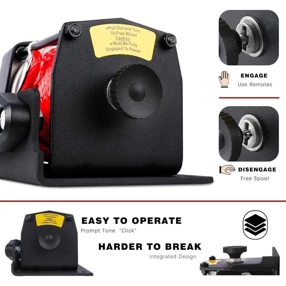 12V 3000LBS Electric Winch Synthetic Rope