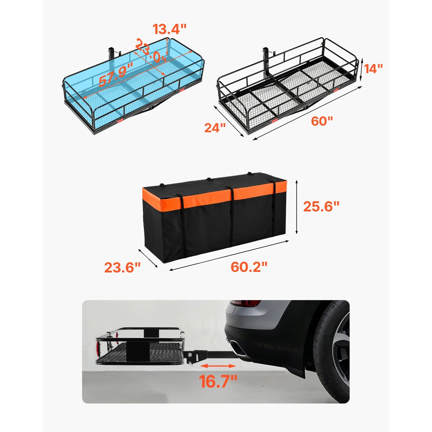 500 lbs Capacity Hitch Cargo Carrier