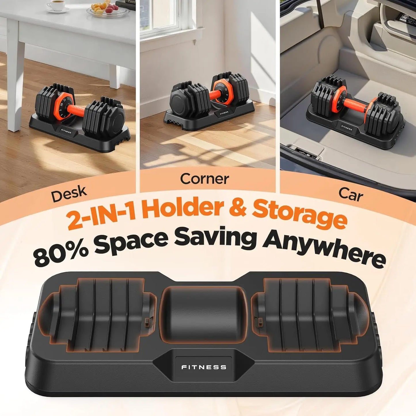 Adjustable Dumbbell Set of 2,50lb Weights