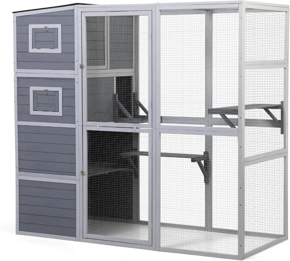 Outdoor Enclosure, 4-Tier Catio with Weatherproof Roof