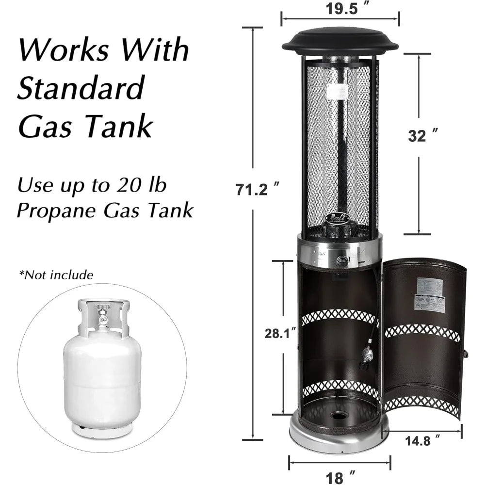 Propane Patio Heater, 36,000 BTUs, Portable