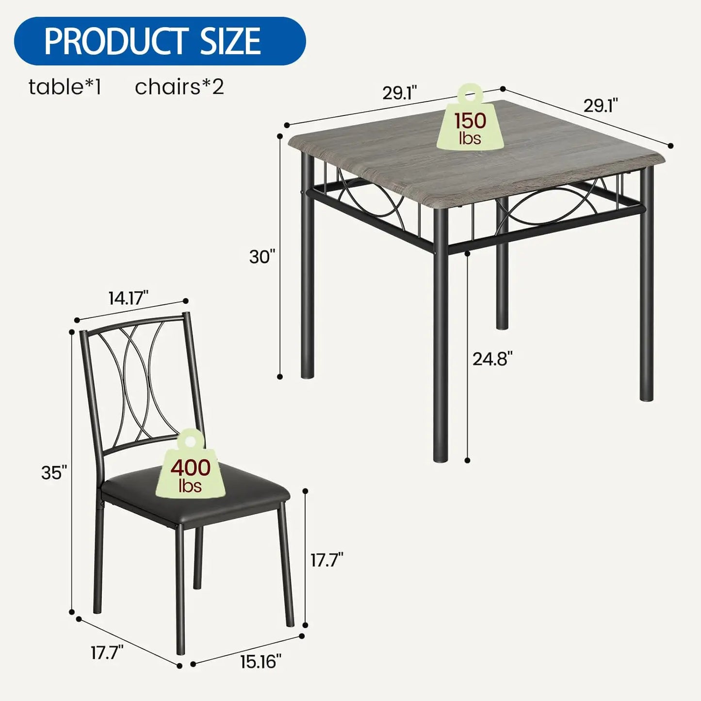 3-Piece Dining Table Set