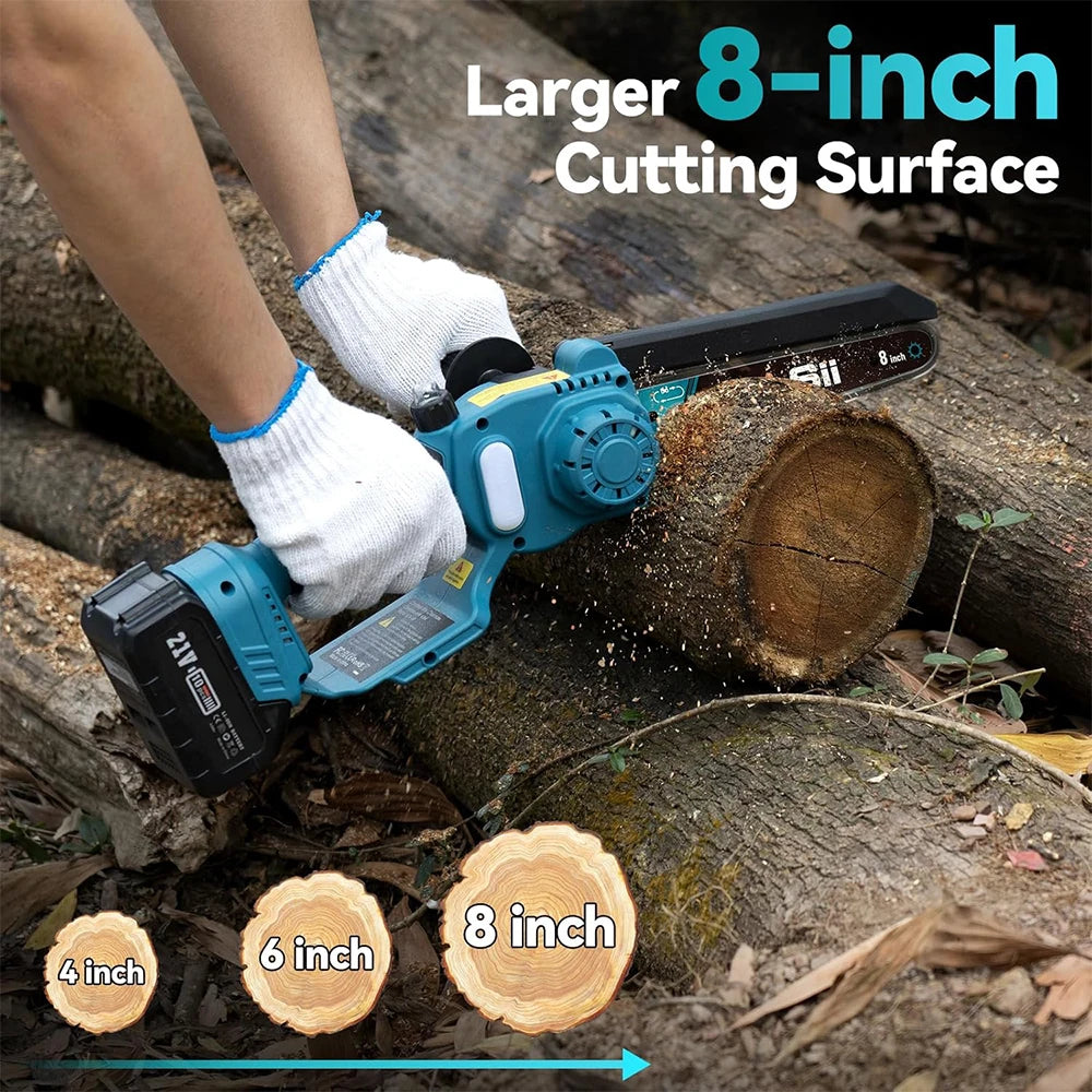 2-in-1 Cordless 8'' Electric Chainsaw with 3M Extension