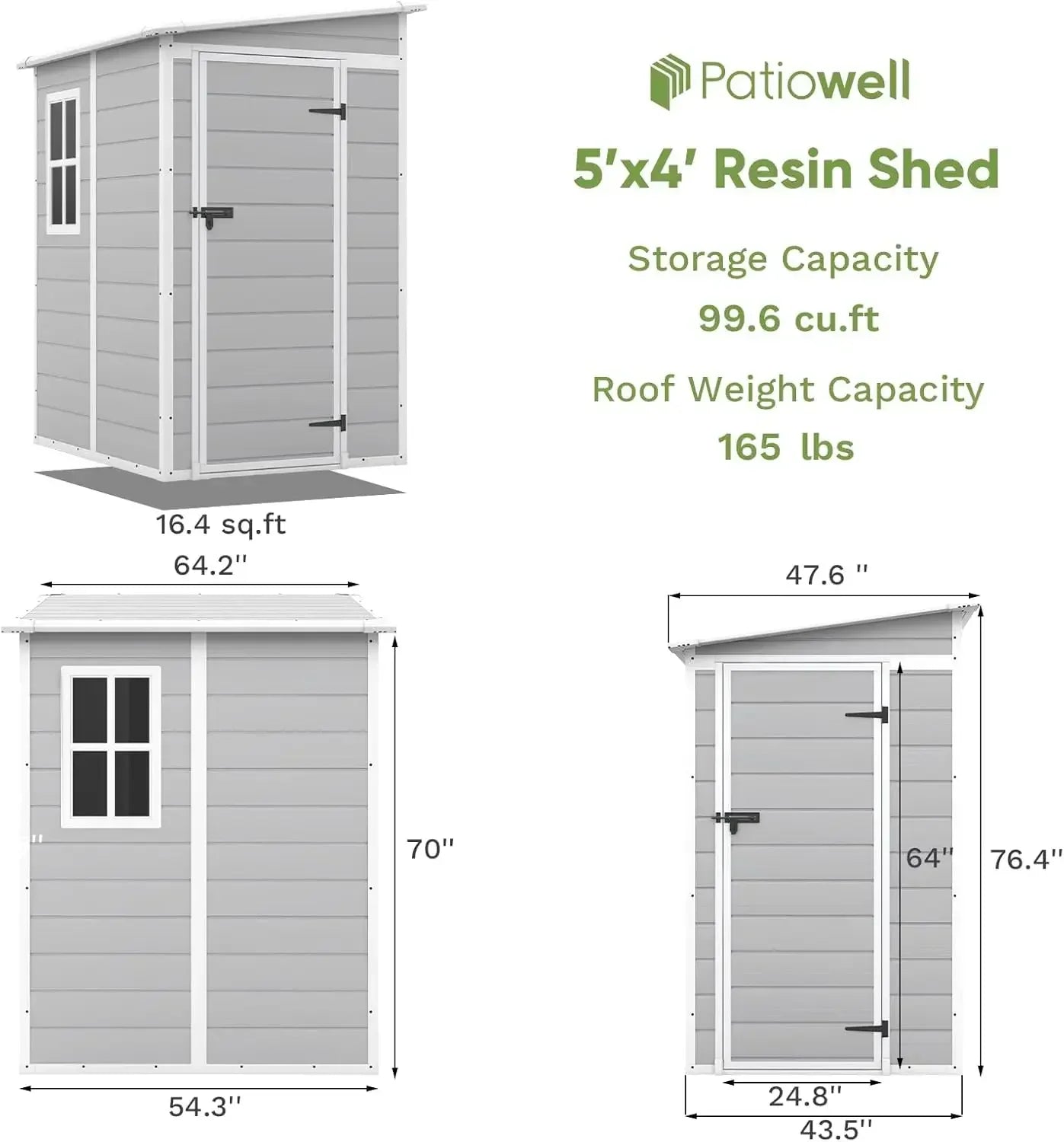 5x4 FT Outdoor Storage Shed