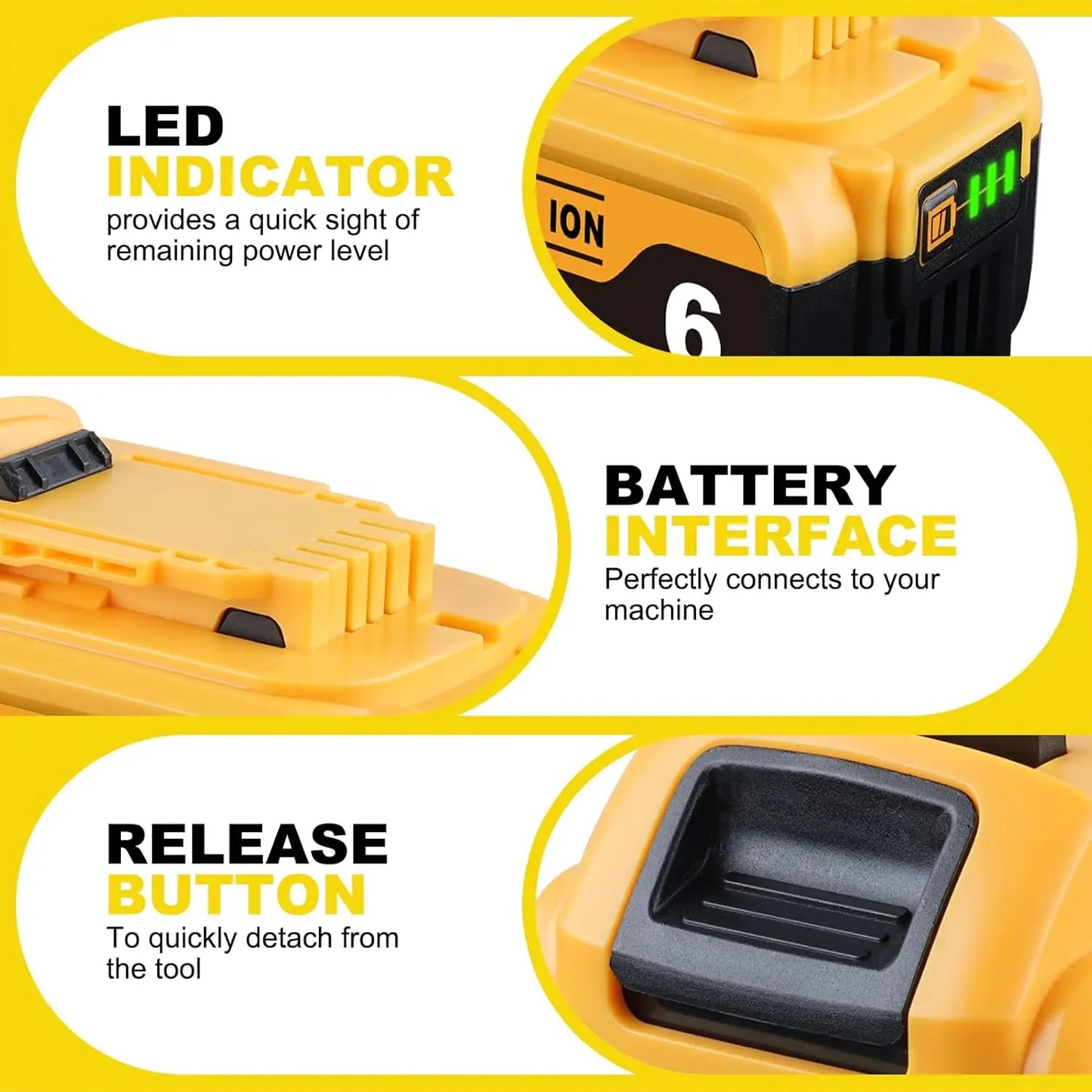 20V MAX Battery and Charger replacement for DeWalt Battery