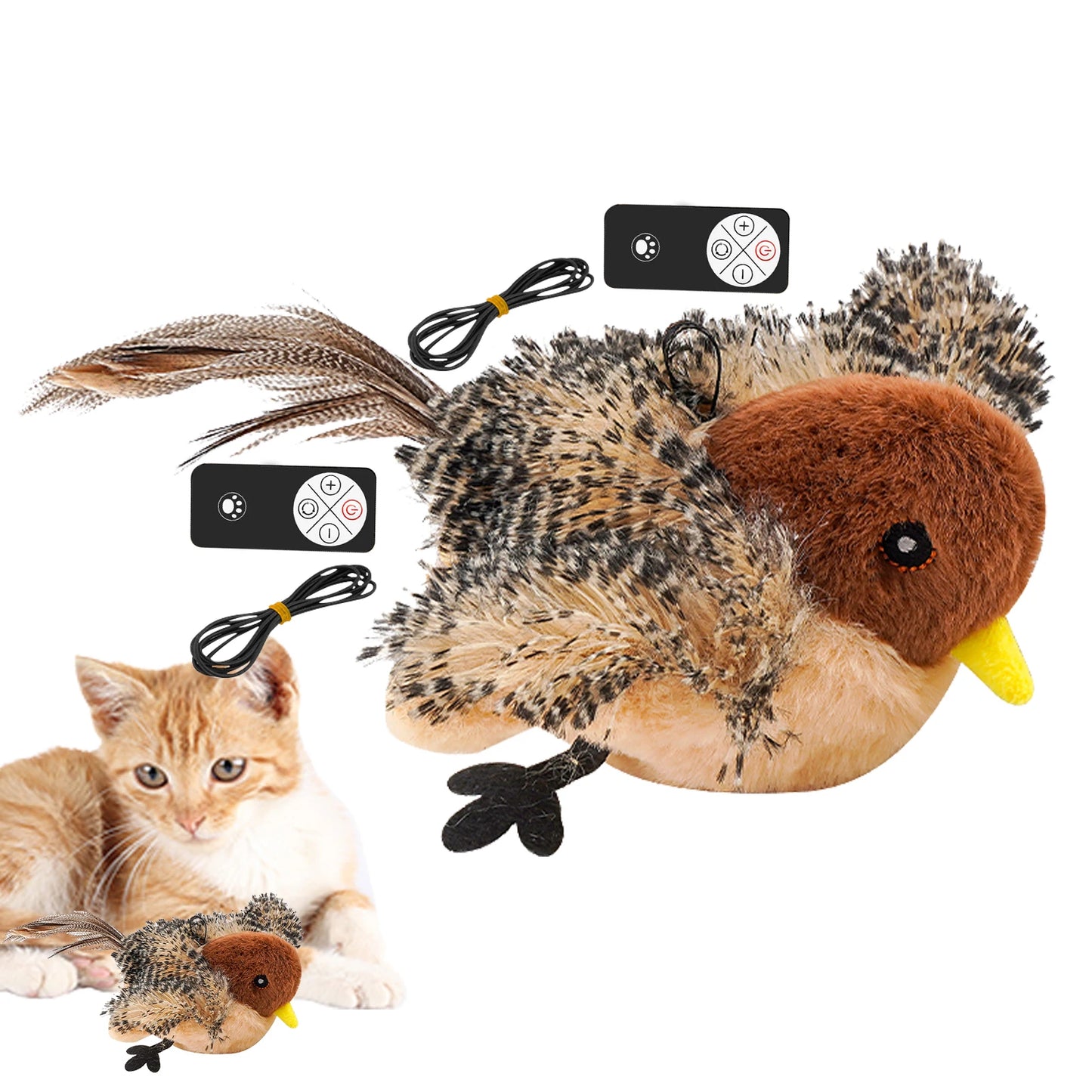 Remote Control Simulated Chirping Bird Cat Toy