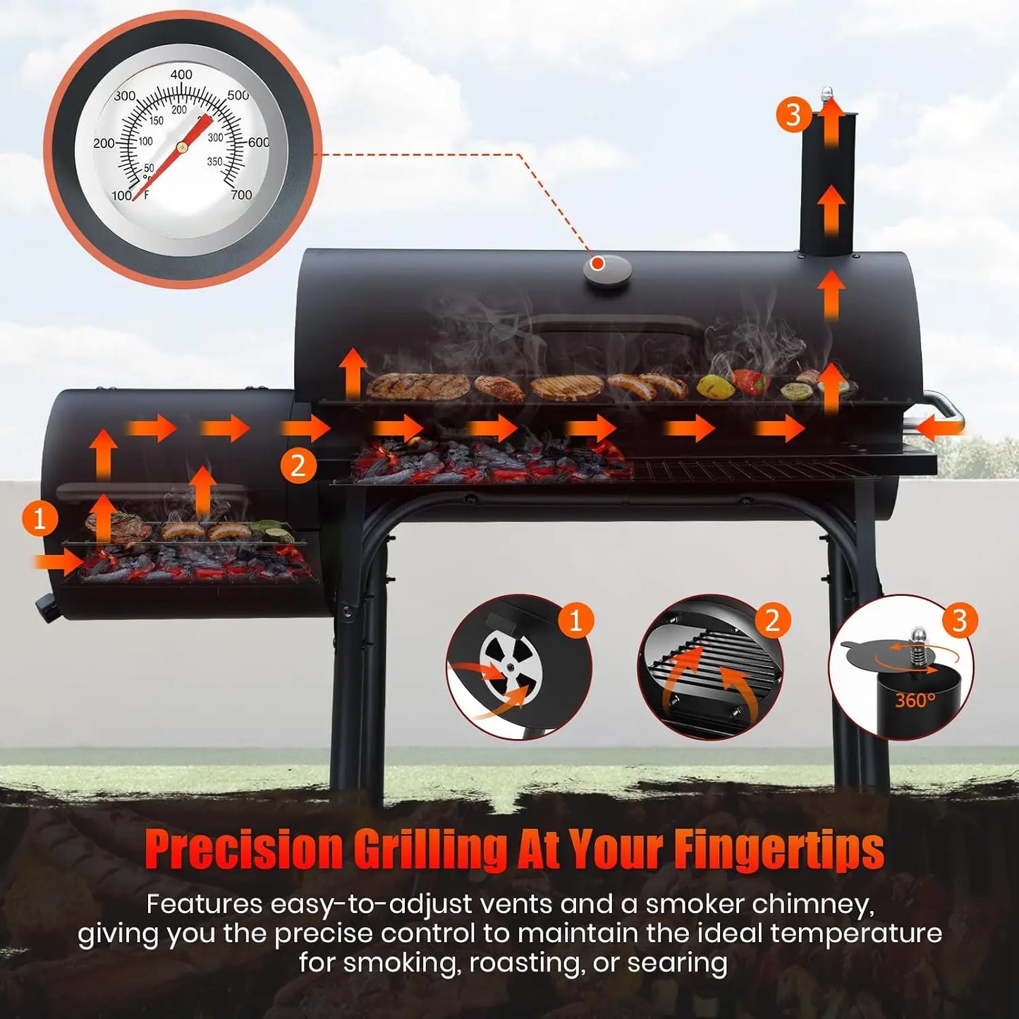 Offset Smoker Charcoal Grill