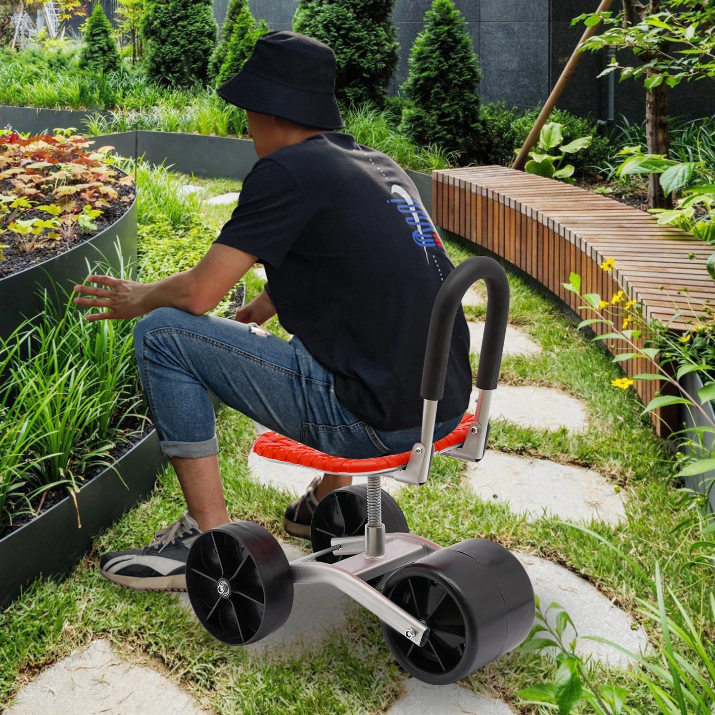 Garden Rolling Workseat with 3 Wheels