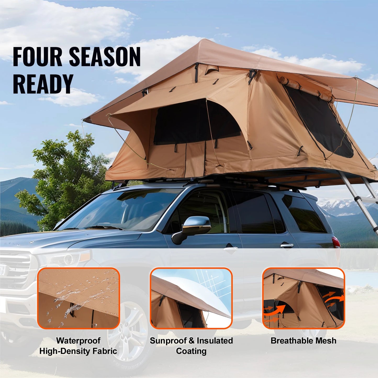 Rooftop Hardshell Folding Tent with Telescopic Ladder