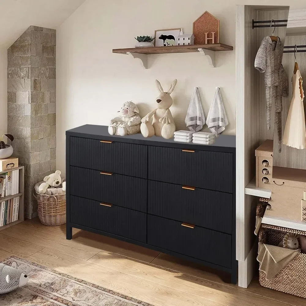 Fluted 6 Drawer Double Dresser