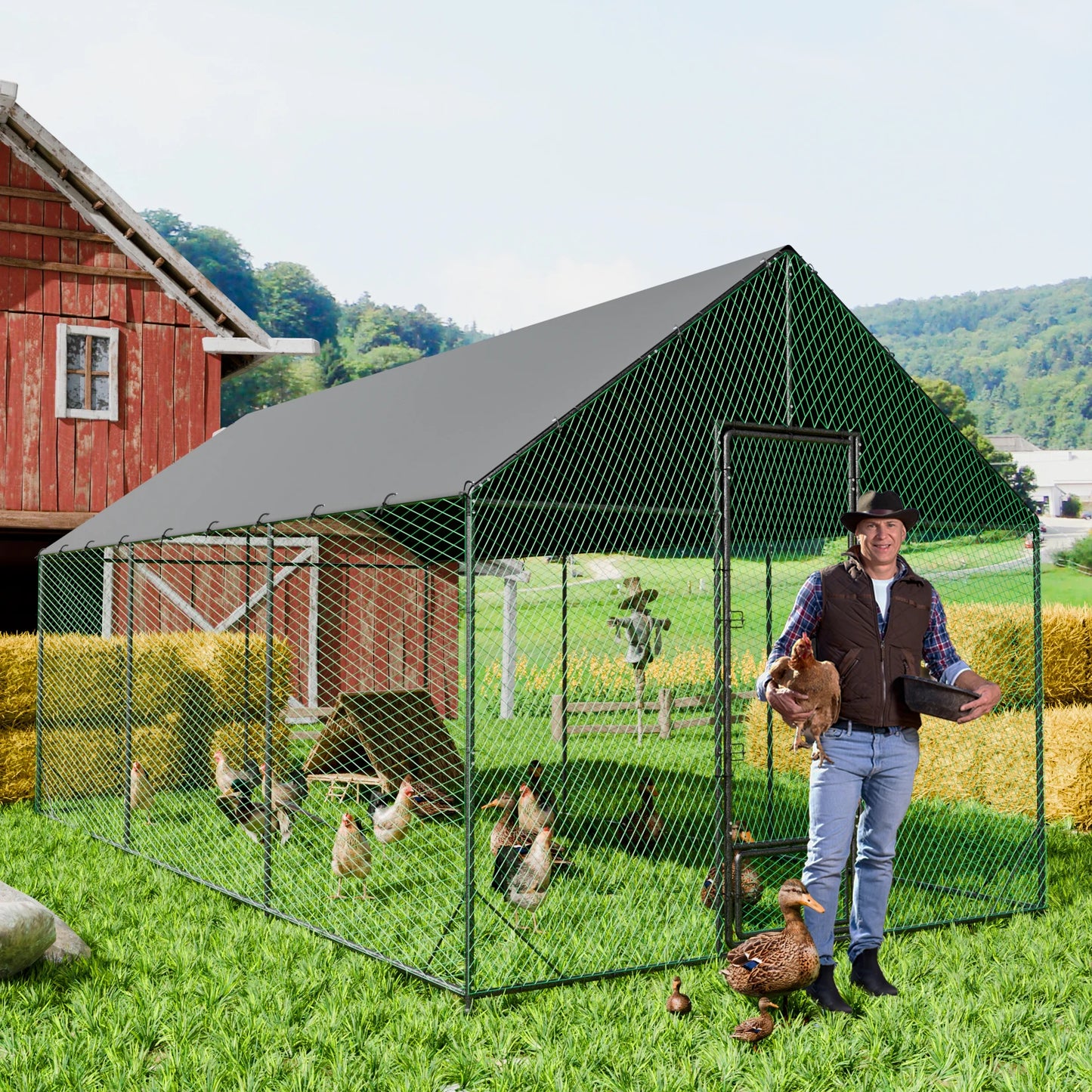 Metal Chicken Coop w/ Cover