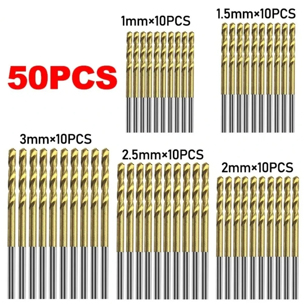 50pcs High Speed Steel Titanium-plated Drill BitSet