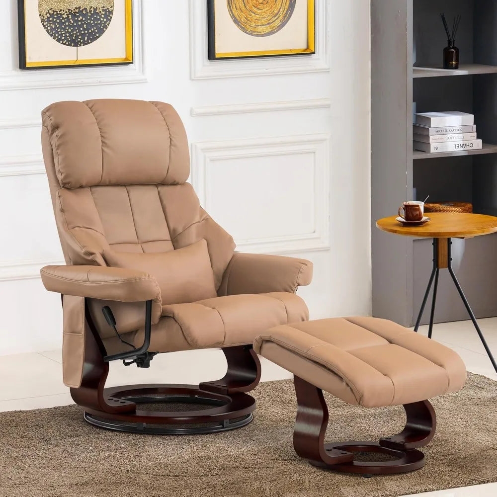 Swivel Recliner Chair with Ottoman and Vibration Massage