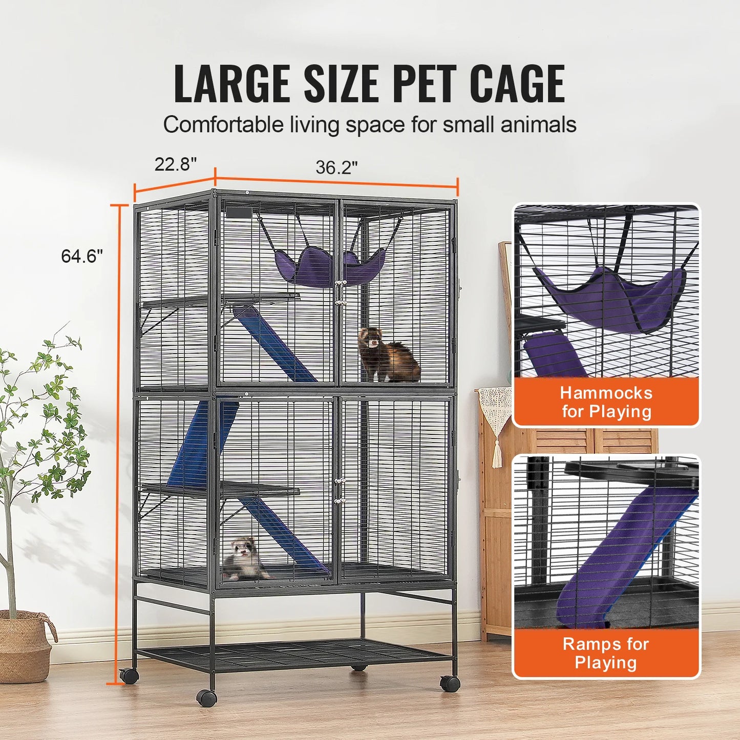 Rolling Metal Small Animal Cage