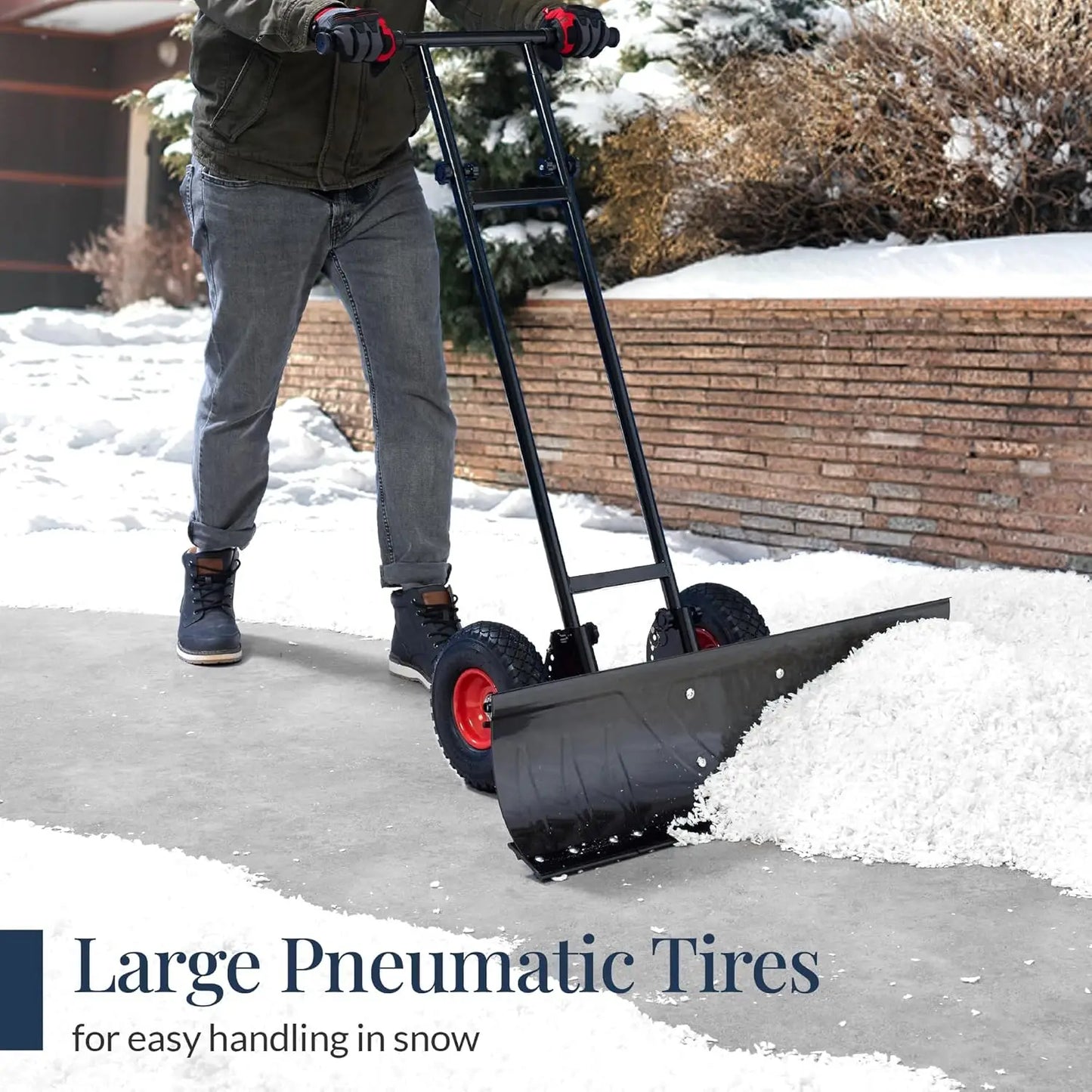 2-Wheel Snow Pusher 36in Galvanized Blade
