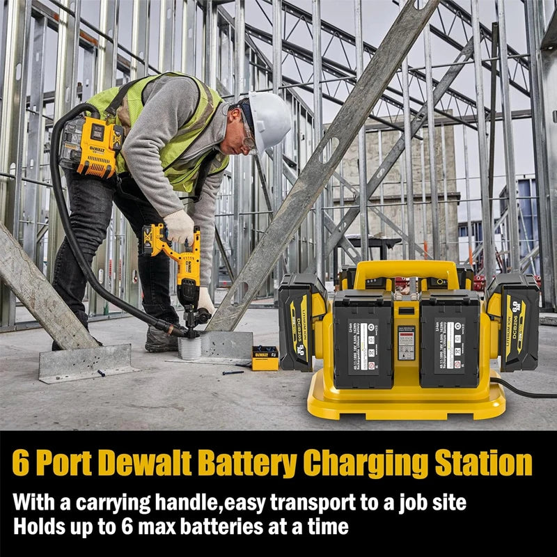 6-Ports for Dewalt Battery Charger, 20V/60Vr,Compatible with DCB200,DCB203,DCB204