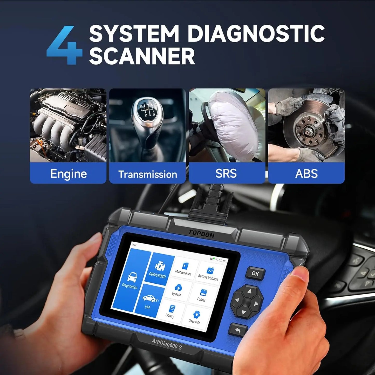 OBD2 Scanner Car Diagnostic Tool ABS SRS TPMS / Reset Functions