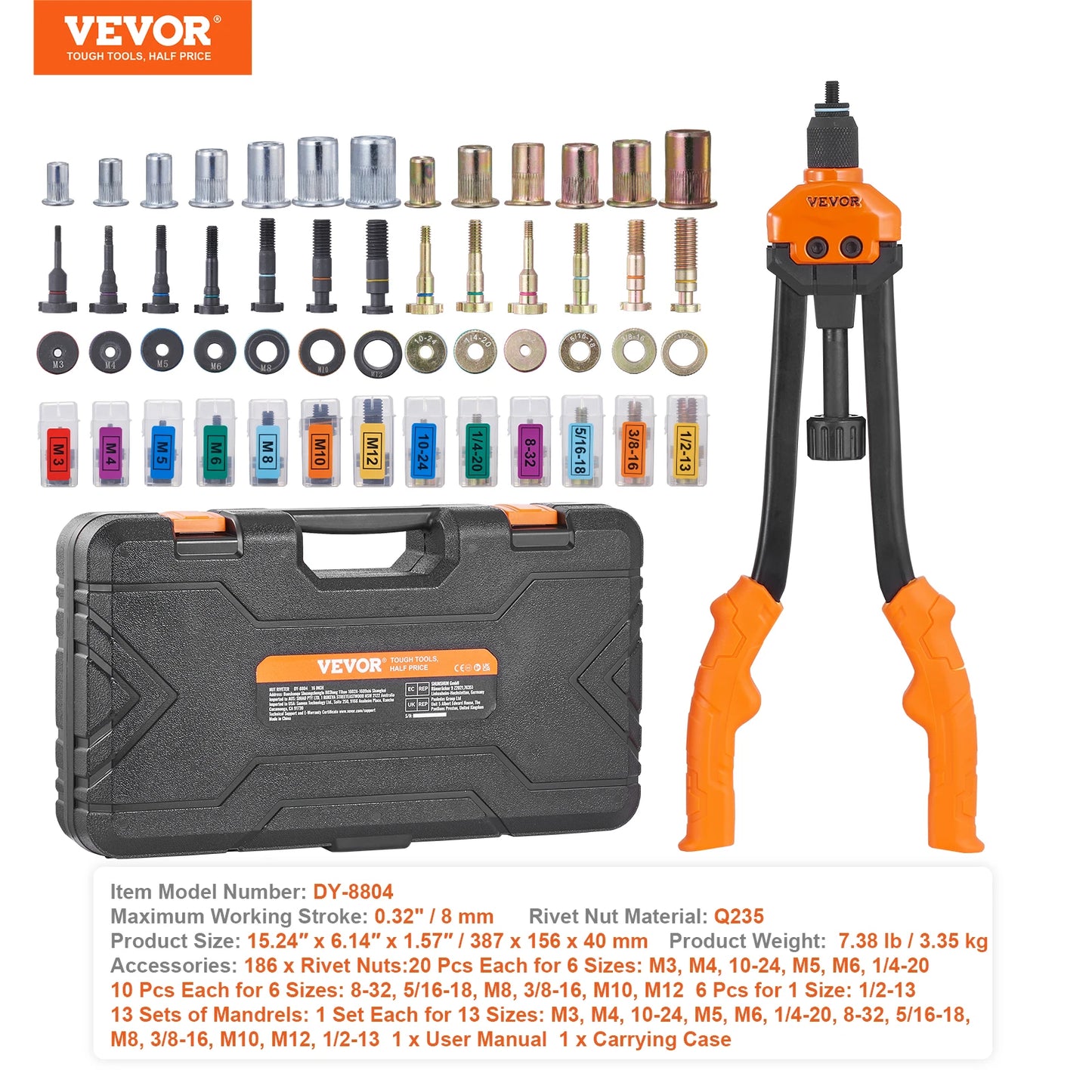 14" 16" Rivet Tool Kit with Metric and SAE Mandrels